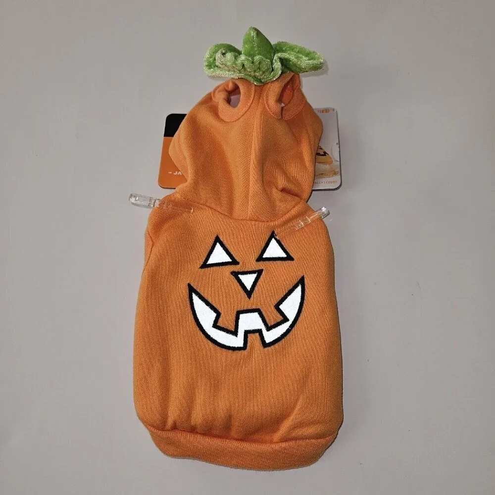 NEW Reflective Jack-O Lantern Cat Dog Pet Halloween Costume XS (Up to 10 lbs)